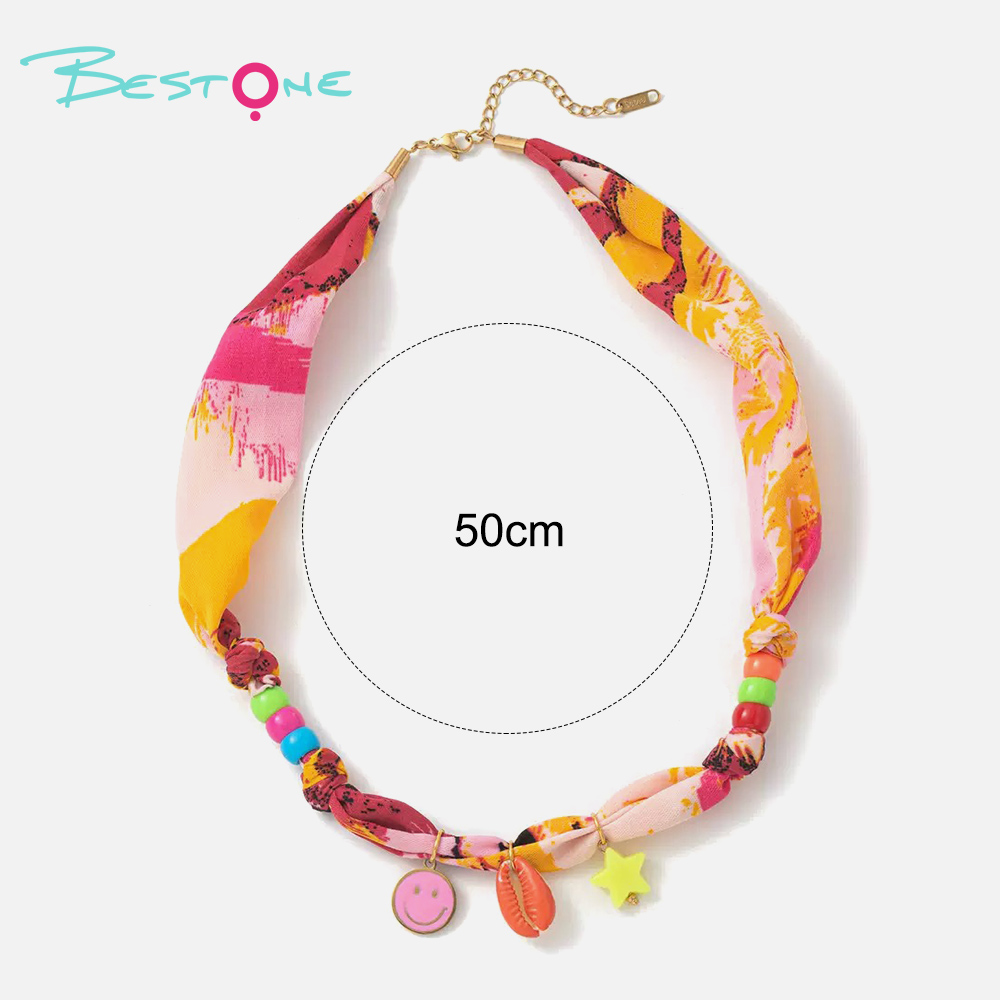 Шарф-ожерелье Морская серия 50 см модное украшение с подвесками цветок, ракушка, звезда, смайлик – летние аксессуары