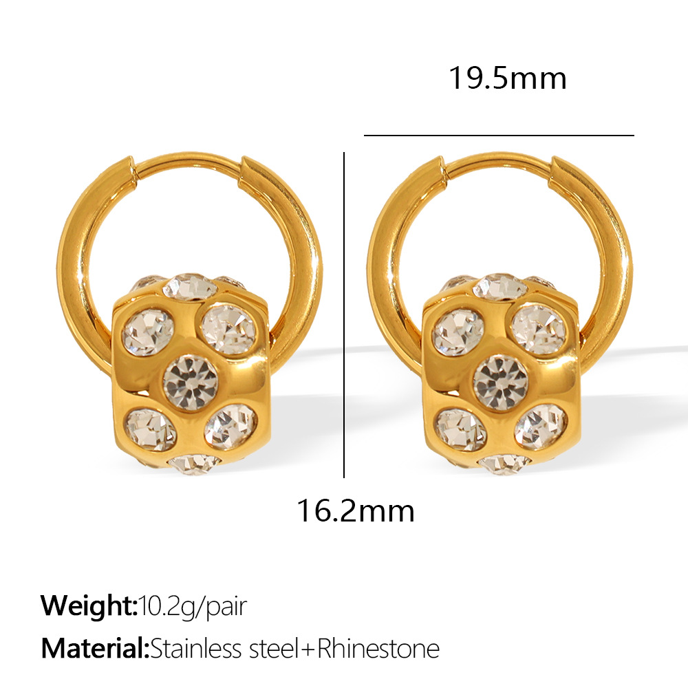 Набор украшений: ожерелье и серьги-кольца с подвеской – нержавеющая сталь под золото, кристаллы/стразы или жемчуг