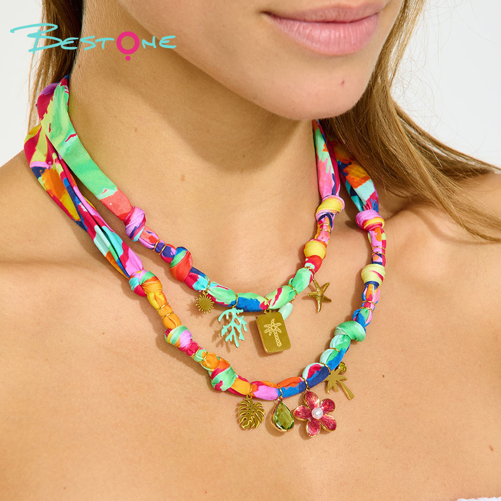 Шарф-ожерелье Морская серия 50 см модное украшение с подвесками цветок, ракушка, звезда, смайлик – летние аксессуары