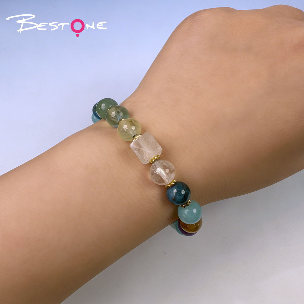 Женский регулируемый браслет с натуральными камнями и сердцем из циркония, тонкий плетёный браслет