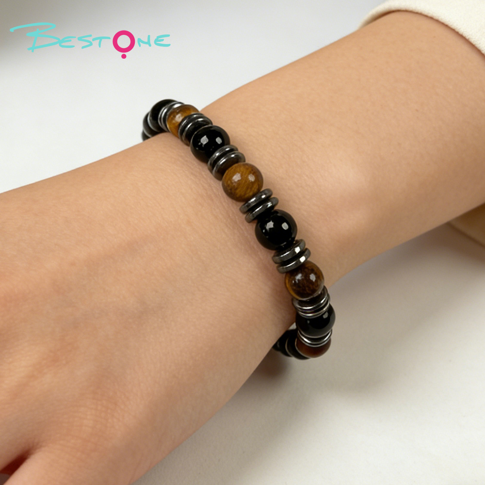 Мужской регулируемый браслет из натуральных камней, плетёный браслет с гематитом, повседневный стиль