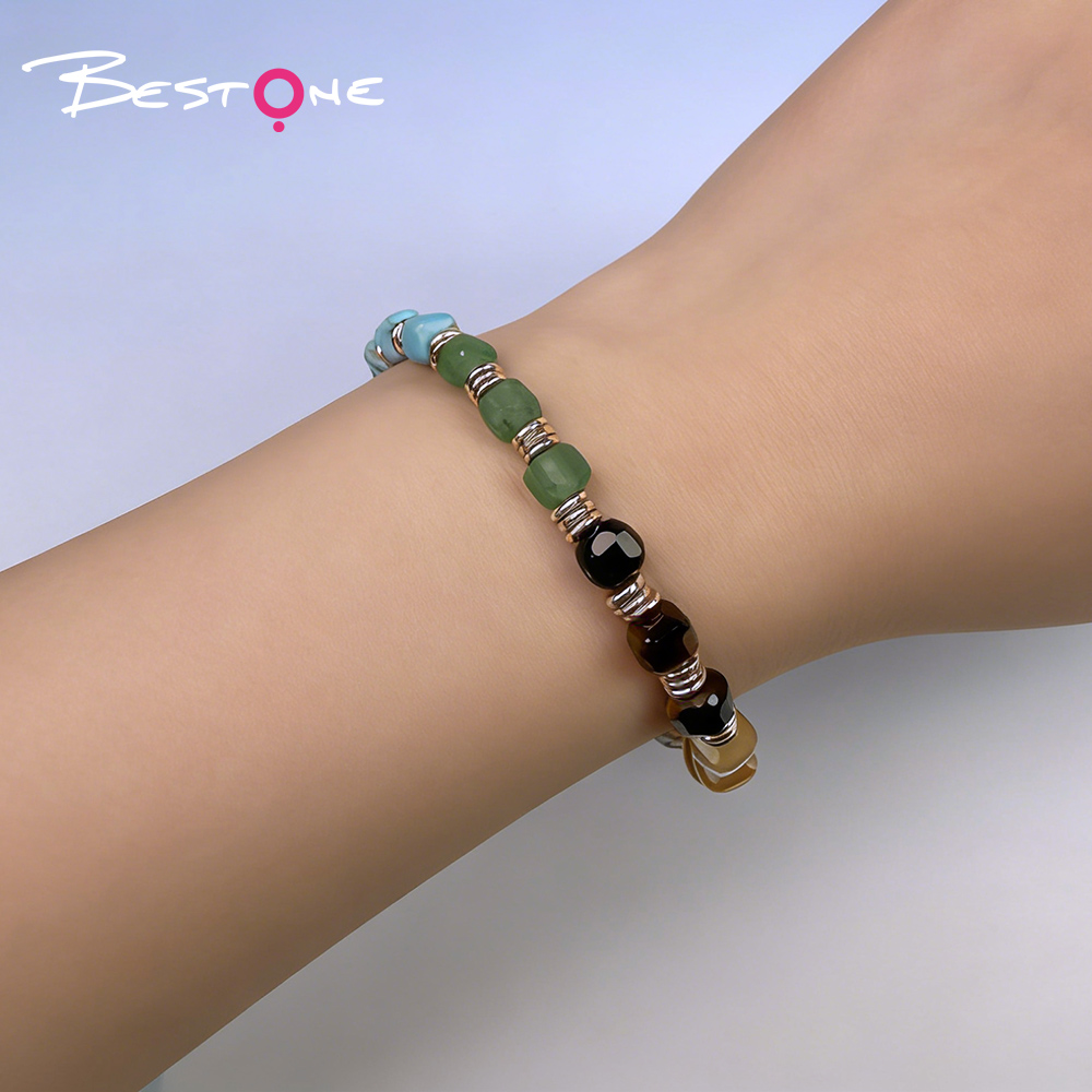 Женский браслет из натуральных камней с позолоченными элементами, браслет из тигрового глаза и аметиста, оптом