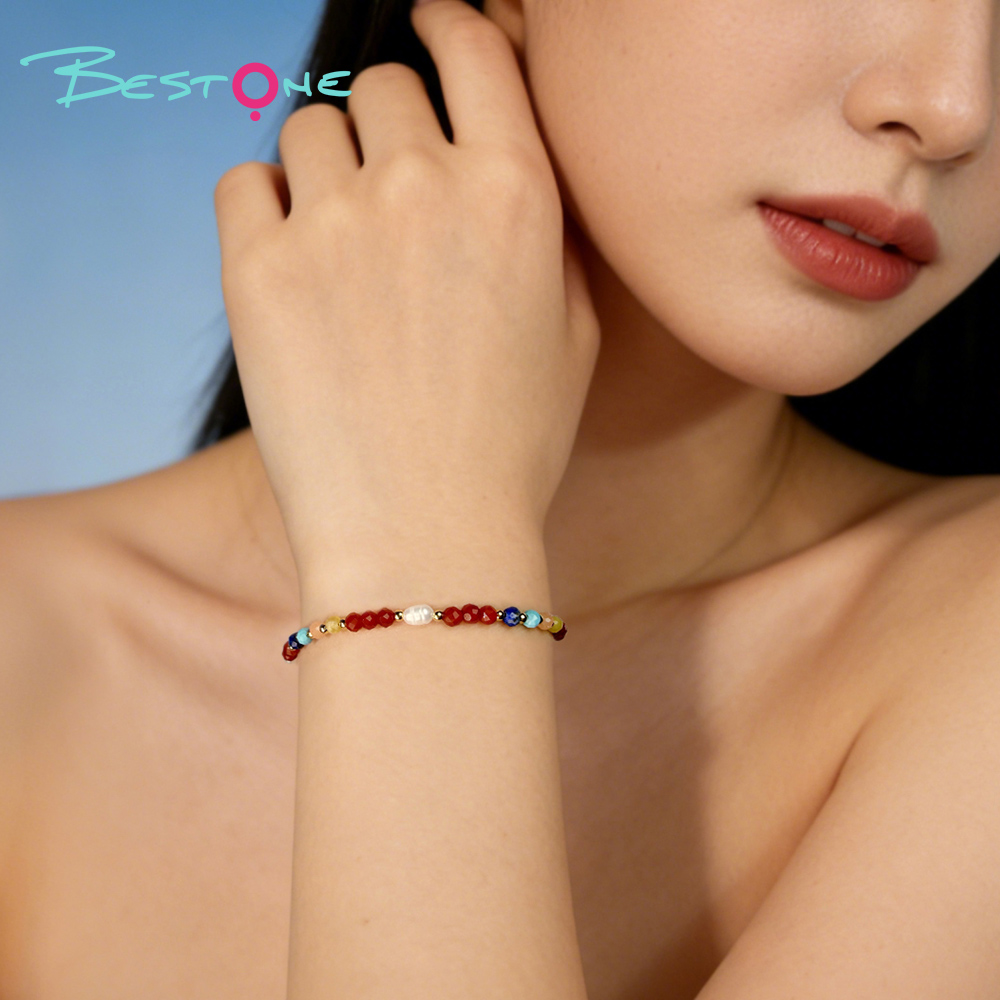 Браслет из натуральных камней с барочным жемчугом, гранёные бусины 4 мм, позолоченная фурнитура, регулируемая длина