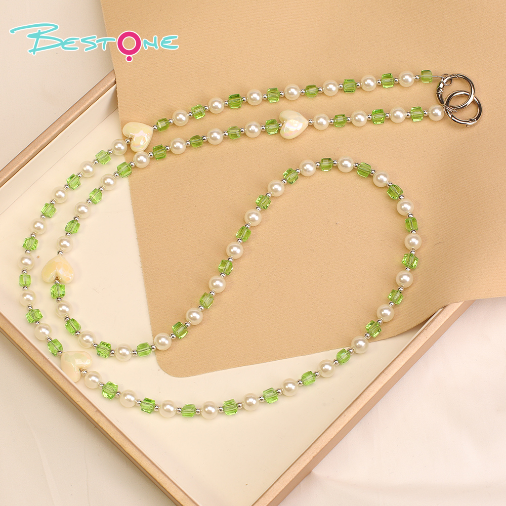 Ремешок для телефона из акриловых и огранённых кристаллов — 120 см, разные цвета