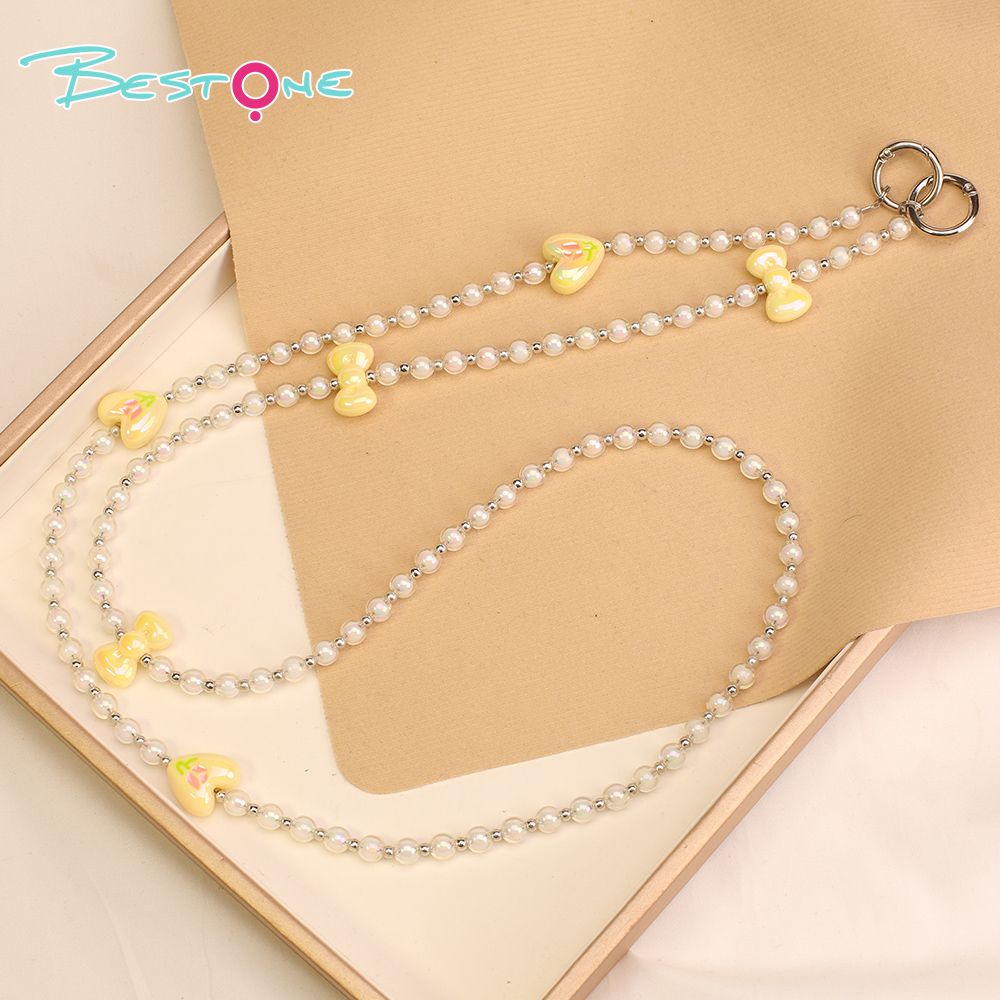 Ремешок для телефона с акриловыми бусинами и декоративными элементами — 120 см, разные цвета