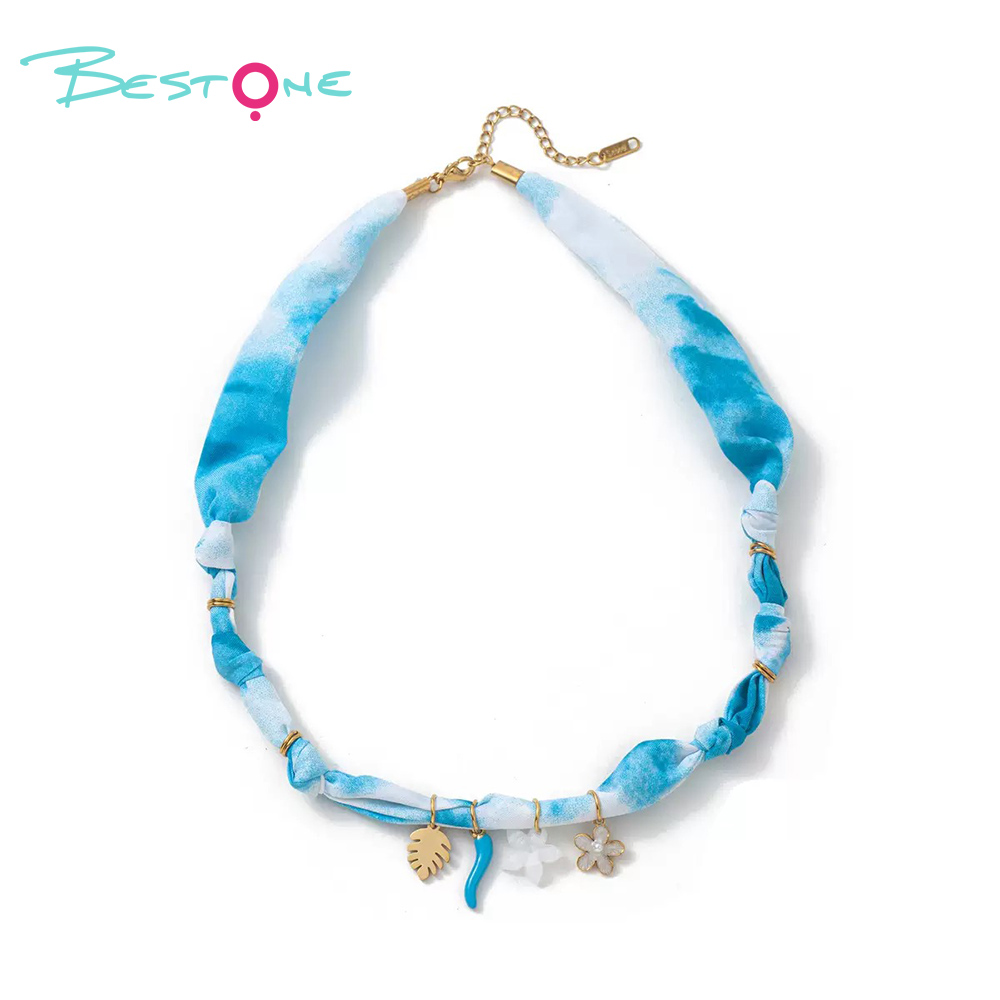 Шарф-ожерелье Морская серия 50 см модное украшение с подвесками цветок, ракушка, звезда, смайлик – летние аксессуары