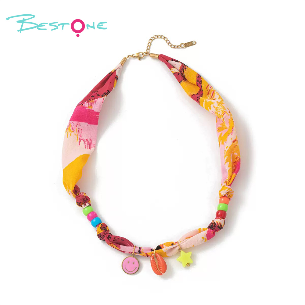 Шарф-ожерелье Морская серия 50 см модное украшение с подвесками цветок, ракушка, звезда, смайлик – летние аксессуары