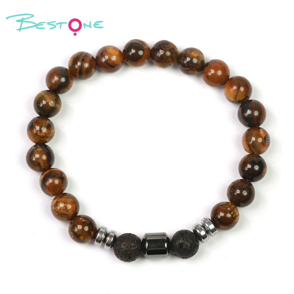 Мужской браслет из натуральных камней (лава, тигровый глаз, агат), браслет energy stone 8 мм, оптом