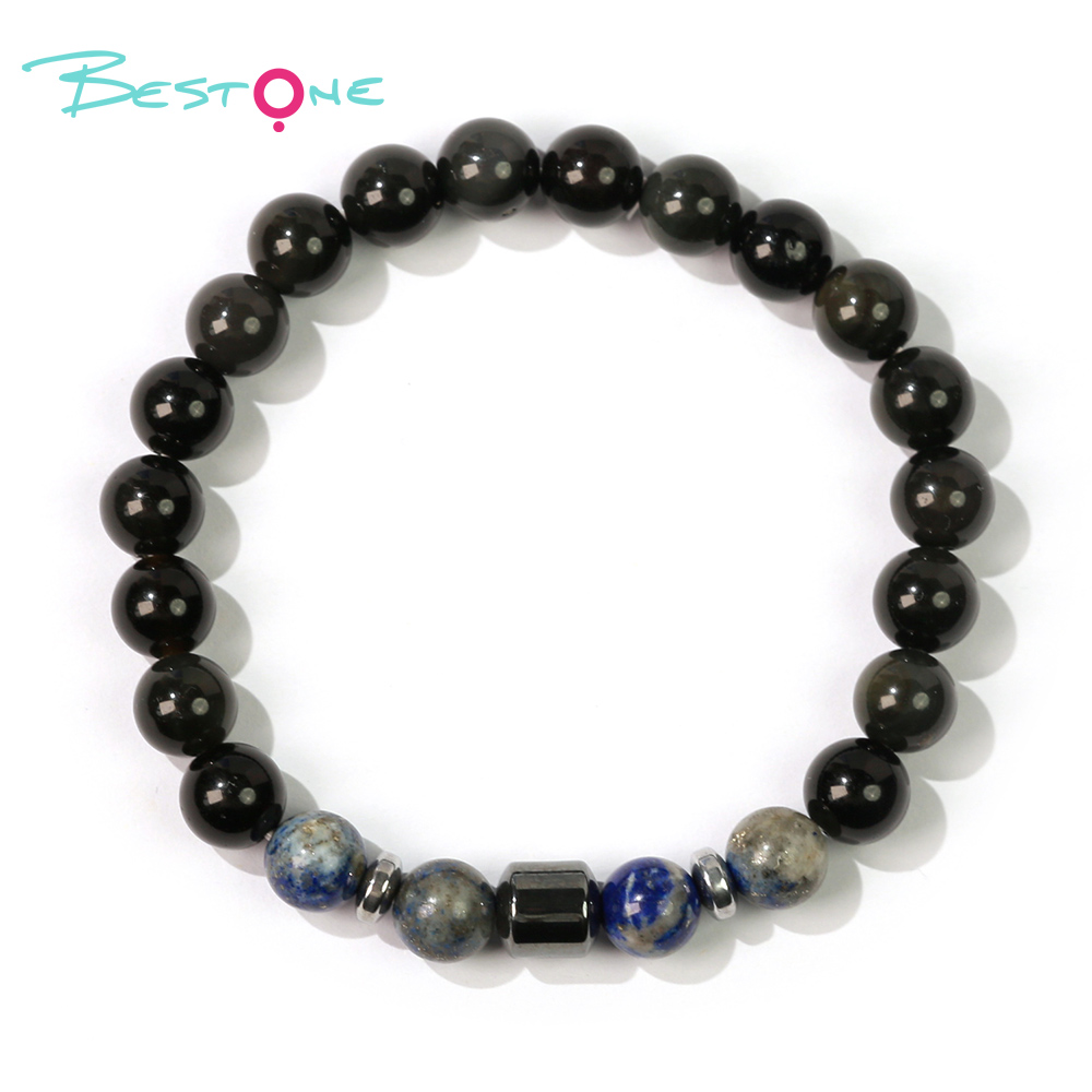 Мужской браслет из обсидиана с натуральными камнями (лазурит, тигровый глаз, howlite), браслет с гематитом 8 мм, оптом