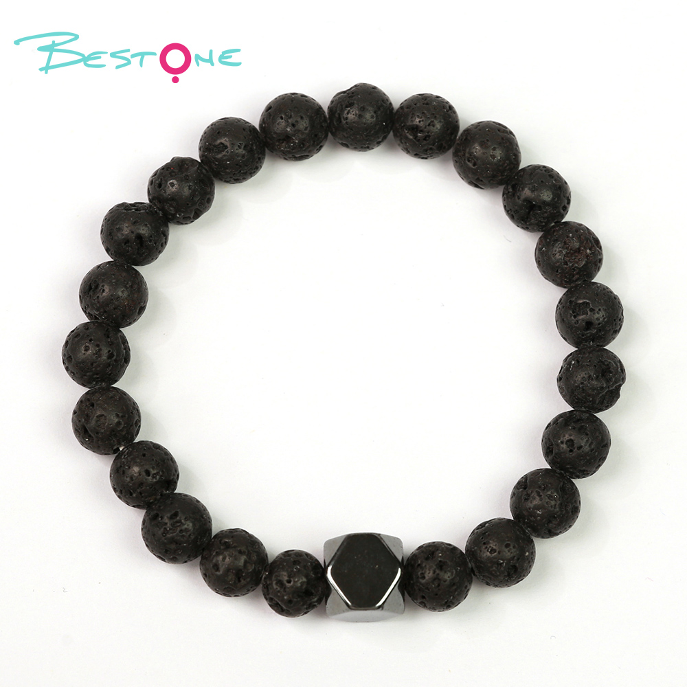 Мужской браслет из натуральных камней (лава, тигровый глаз) с гранёным гематитом, браслет 8 мм, оптом