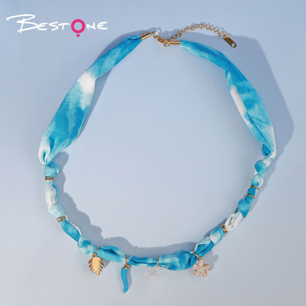 Шарф-ожерелье Морская серия 50 см модное украшение с подвесками цветок, ракушка, звезда, смайлик – летние аксессуары