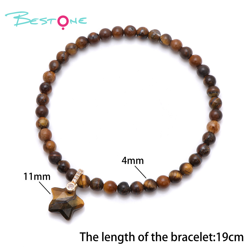 Браслет с подвеской «Пятиконечная звезда» из бусин 4 мм, на эластичной нити