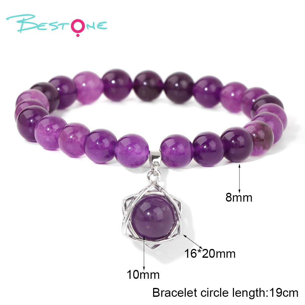 Браслет с подвеской «Шестиконечная звезда» 16×20 мм из бусин 8 мм, на эластичной нити