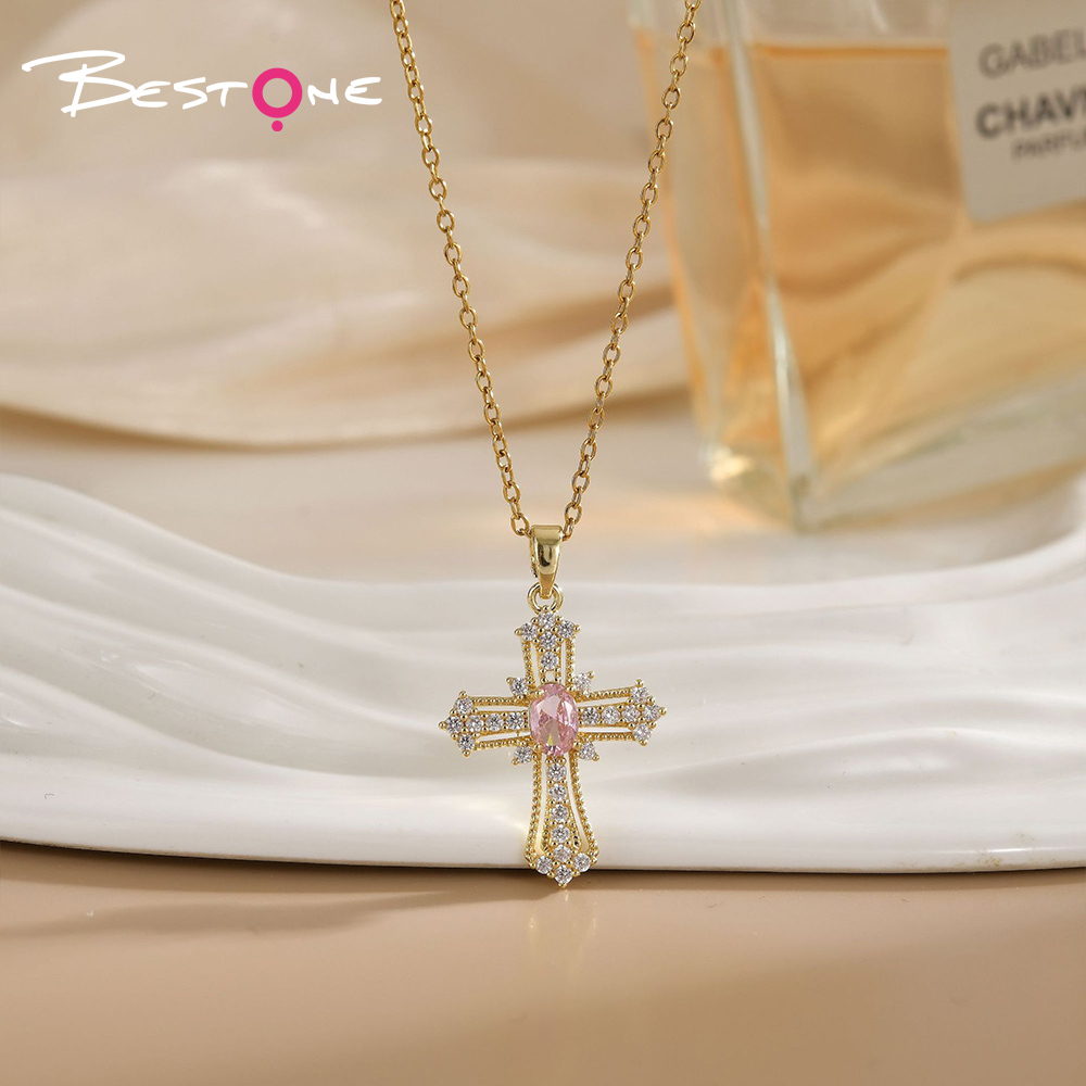 Женское ожерелье с крестом с позолотой — минималистичный люксовый кулон на ключицы