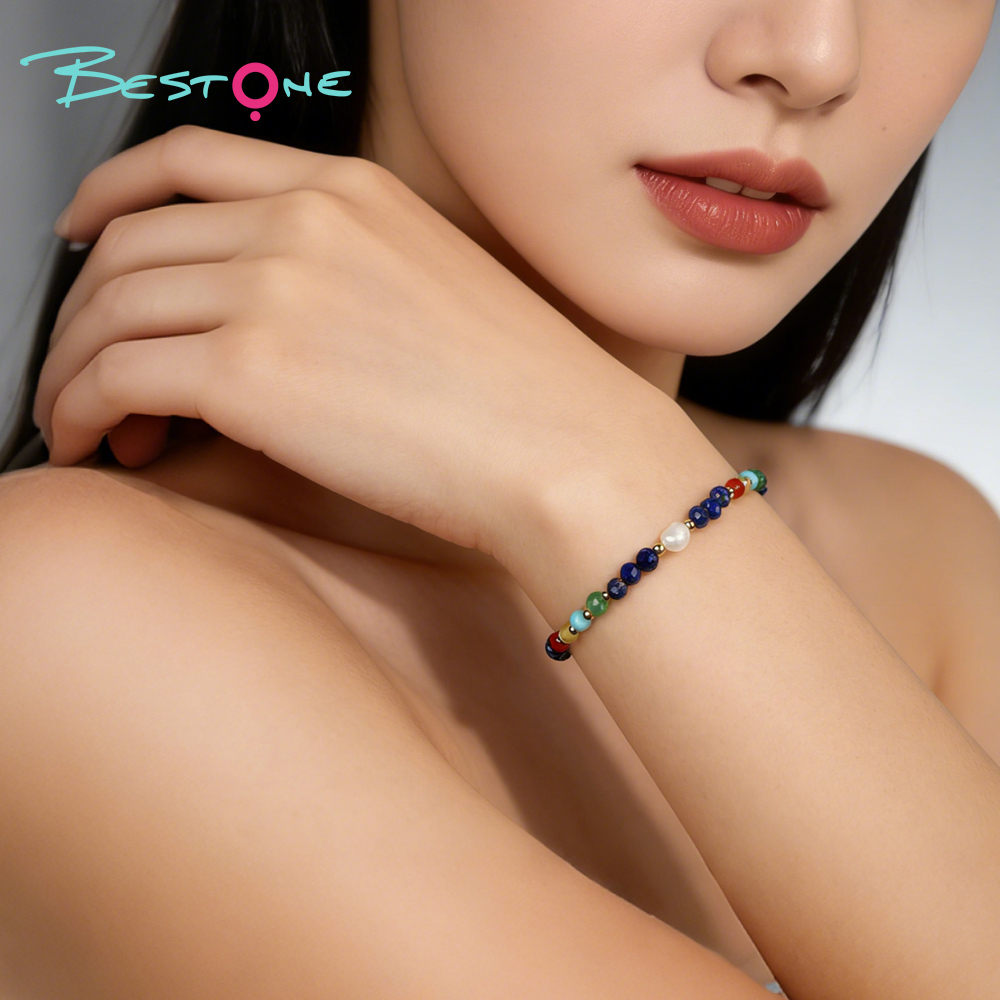 Браслет из натуральных камней с барочным жемчугом, гранёные бусины 4 мм, позолоченная фурнитура, регулируемая длина