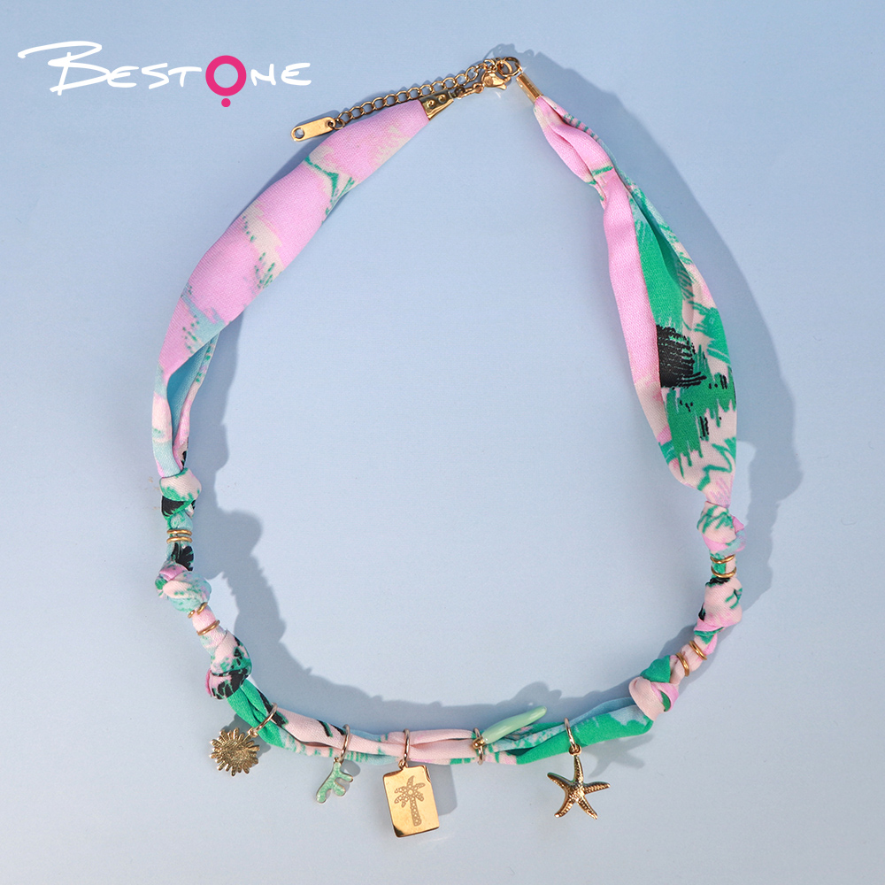 Шарф-ожерелье Морская серия 50 см модное украшение с подвесками цветок, ракушка, звезда, смайлик – летние аксессуары