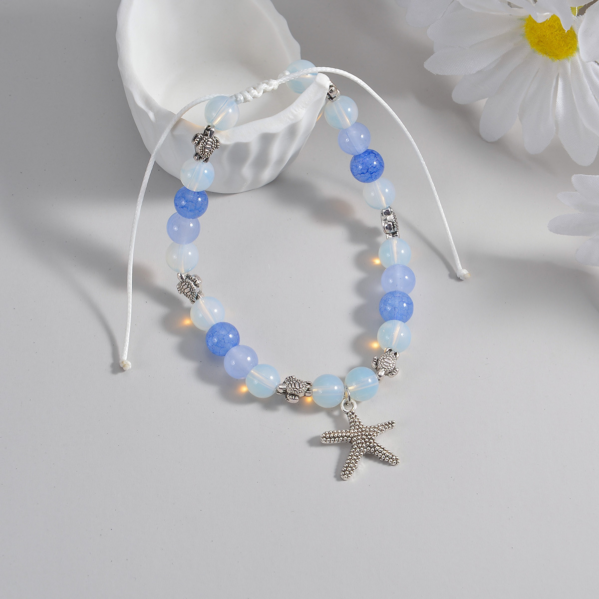 Женский анклет с радужным подвесом, регулируемый многослойный браслет на ногу с бусинами и цепочкой, летнее пляжное украшение