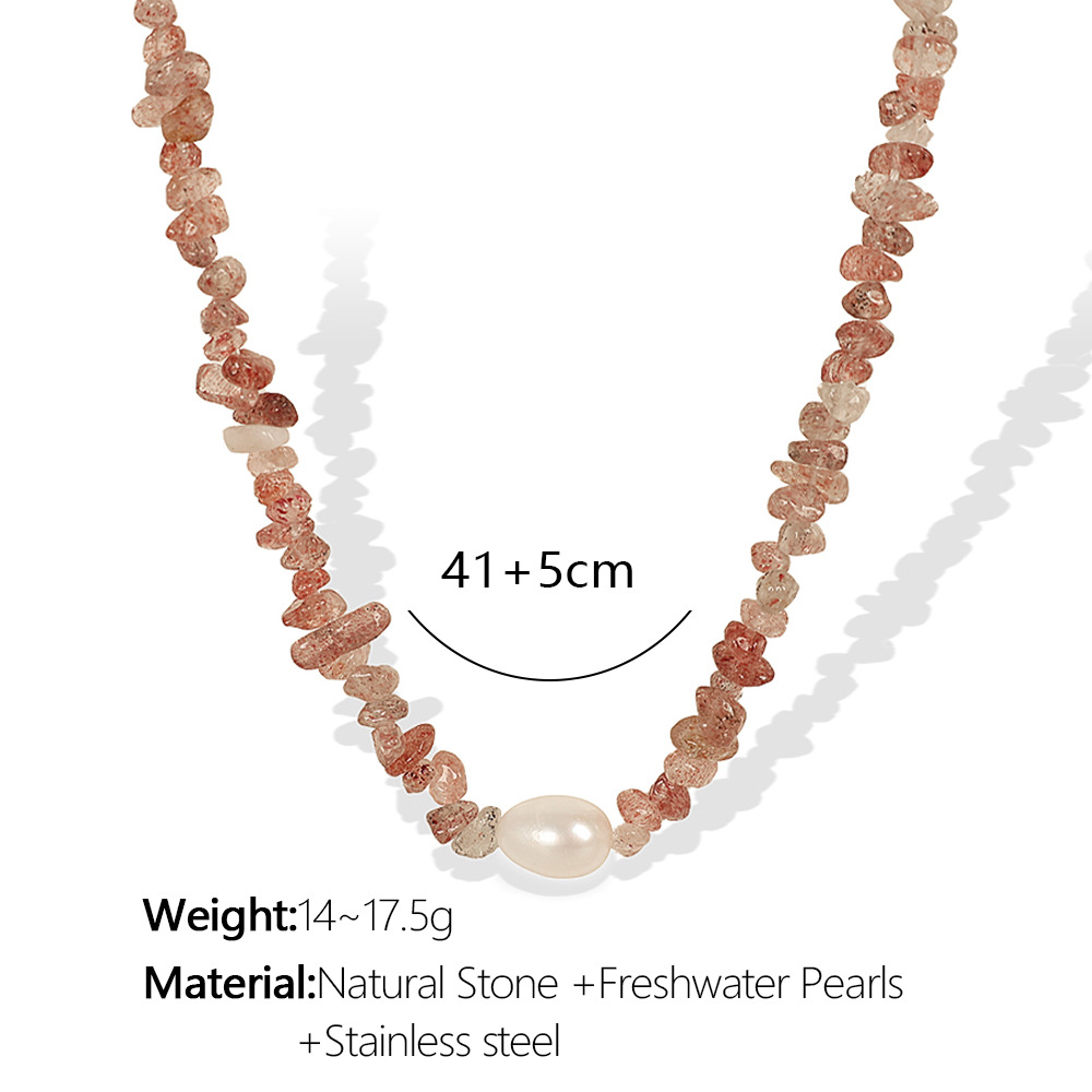 ожерелье и браслет из натуральных камней с пресноводным жемчугом – нержавеющая сталь, ожерелье 41+5 см, браслет 17+5 см