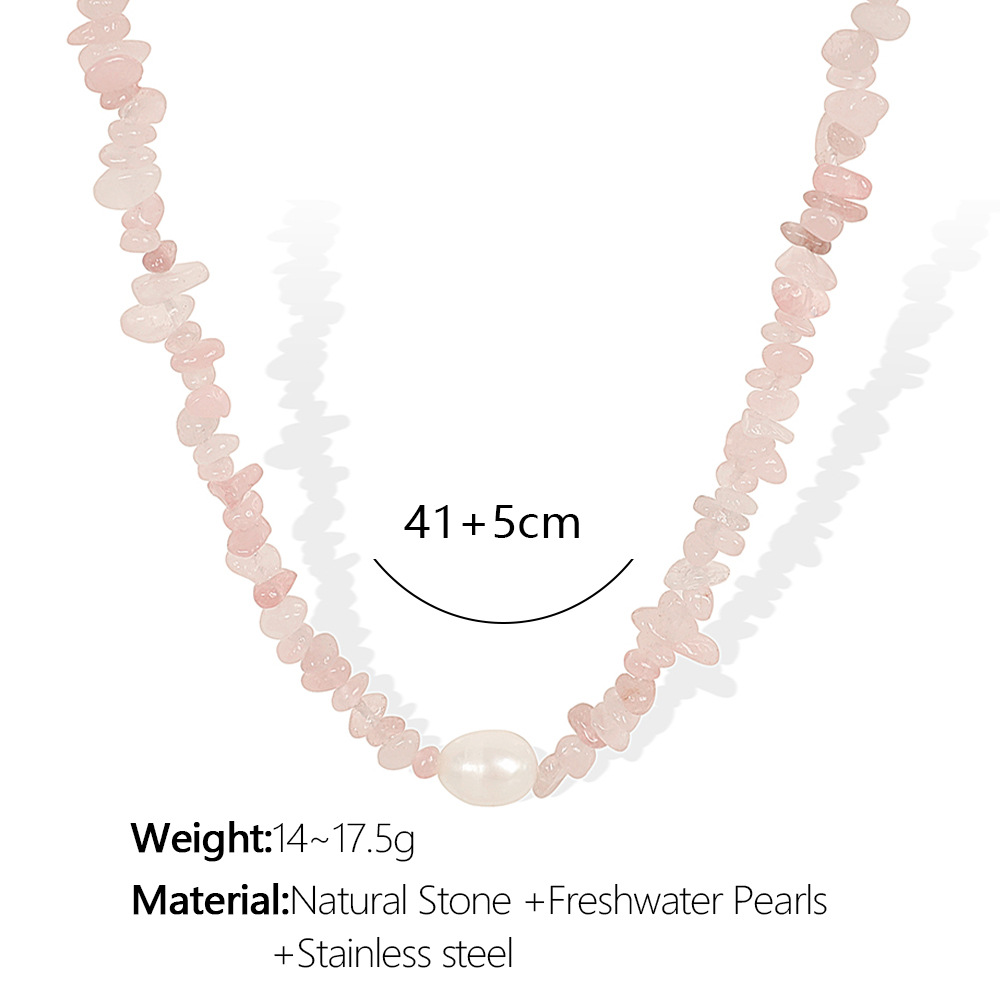 ожерелье и браслет из натуральных камней с пресноводным жемчугом – нержавеющая сталь, ожерелье 41+5 см, браслет 17+5 см