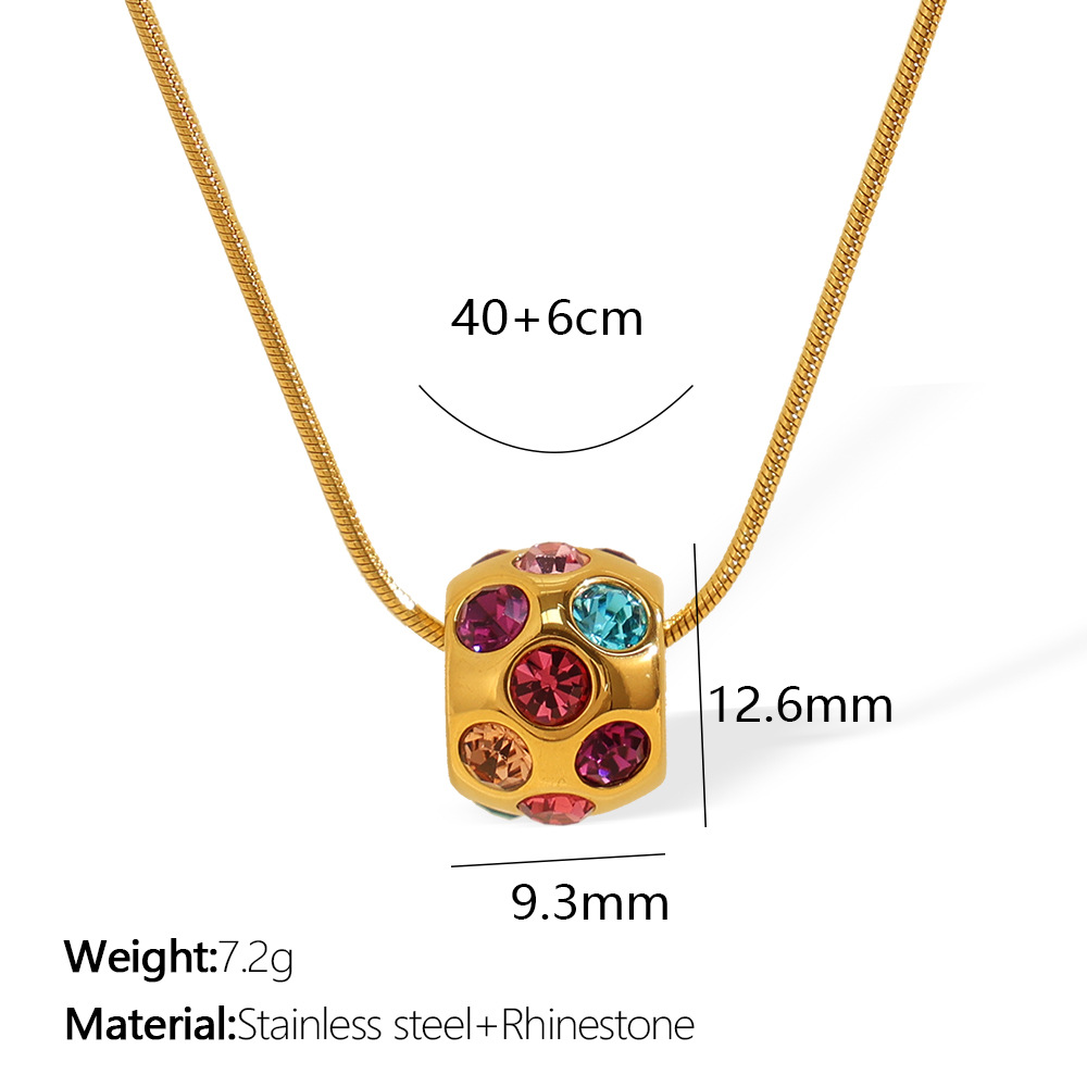 Набор украшений: ожерелье и серьги-кольца с подвеской – нержавеющая сталь под золото, кристаллы/стразы или жемчуг