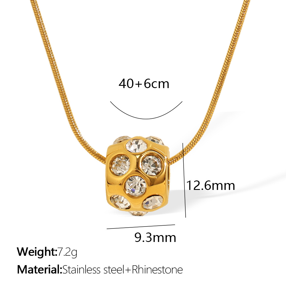 Набор украшений: ожерелье и серьги-кольца с подвеской – нержавеющая сталь под золото, кристаллы/стразы или жемчуг