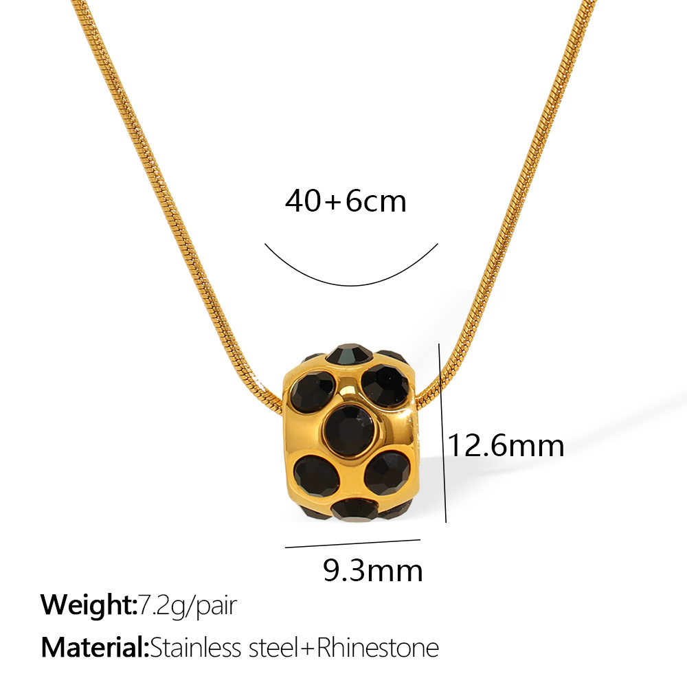 Набор украшений: ожерелье и серьги-кольца с подвеской – нержавеющая сталь под золото, кристаллы/стразы или жемчуг