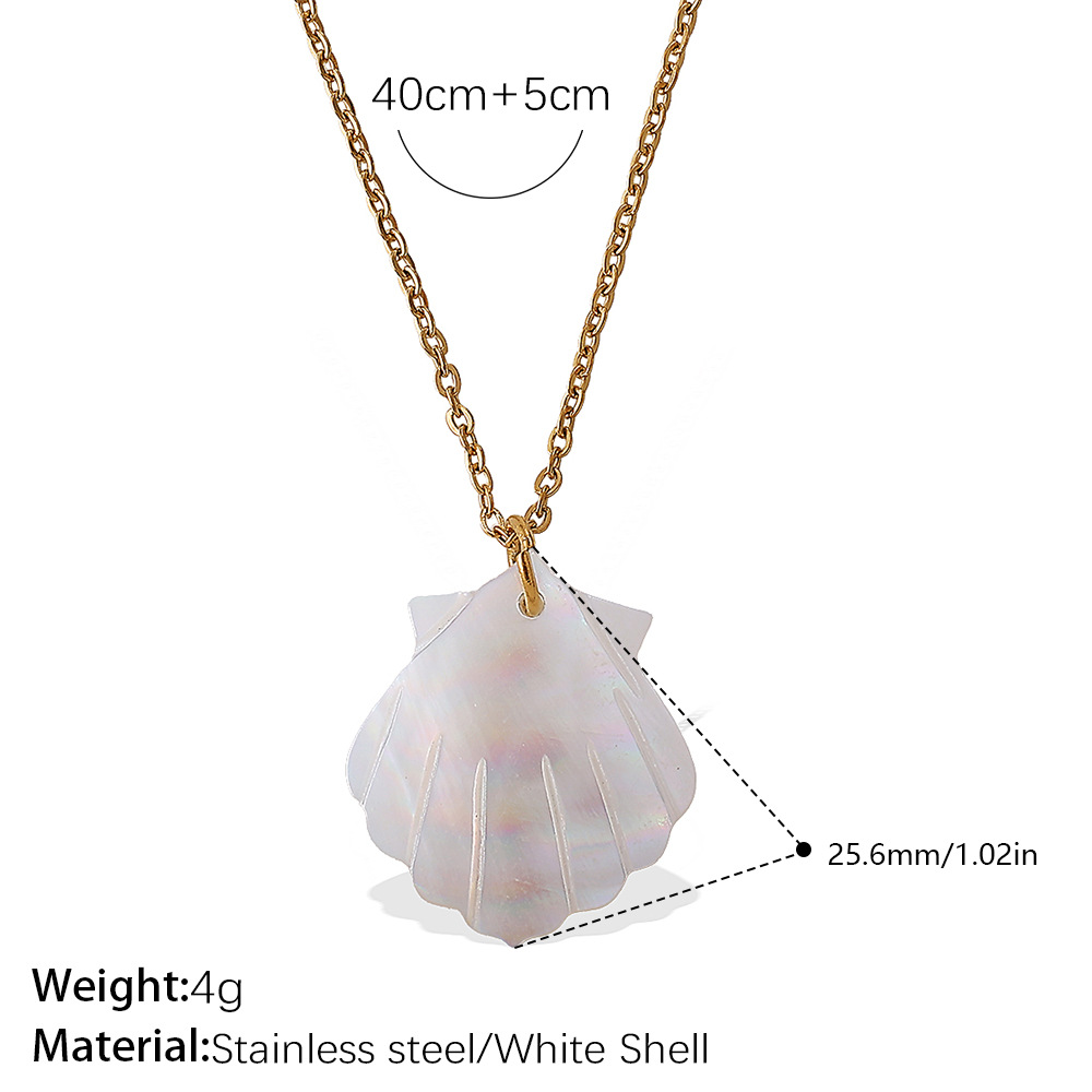Ожерелье с белой раковиной для женщин, золотистая цепочка из нержавеющей стали 40+5 см, морское украшение со стразами