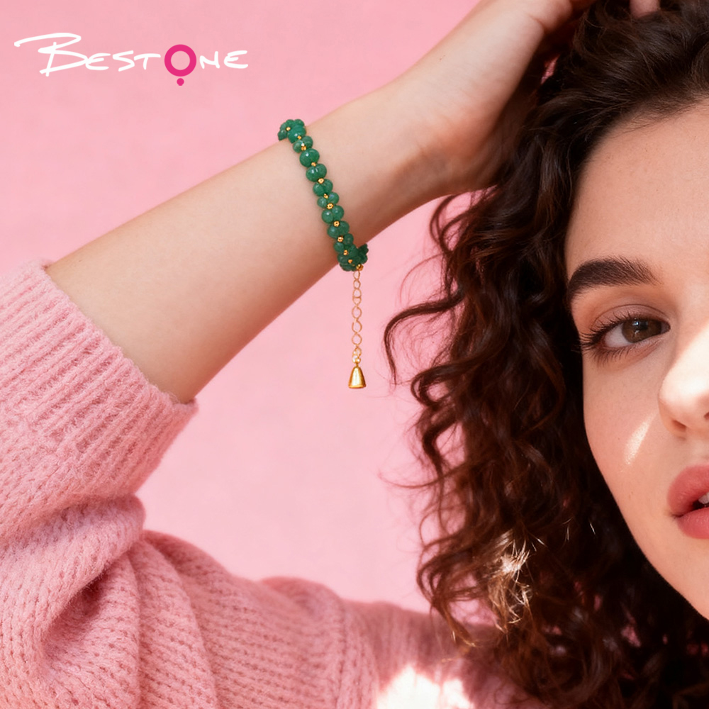 Плетёные браслеты из гранёных камней