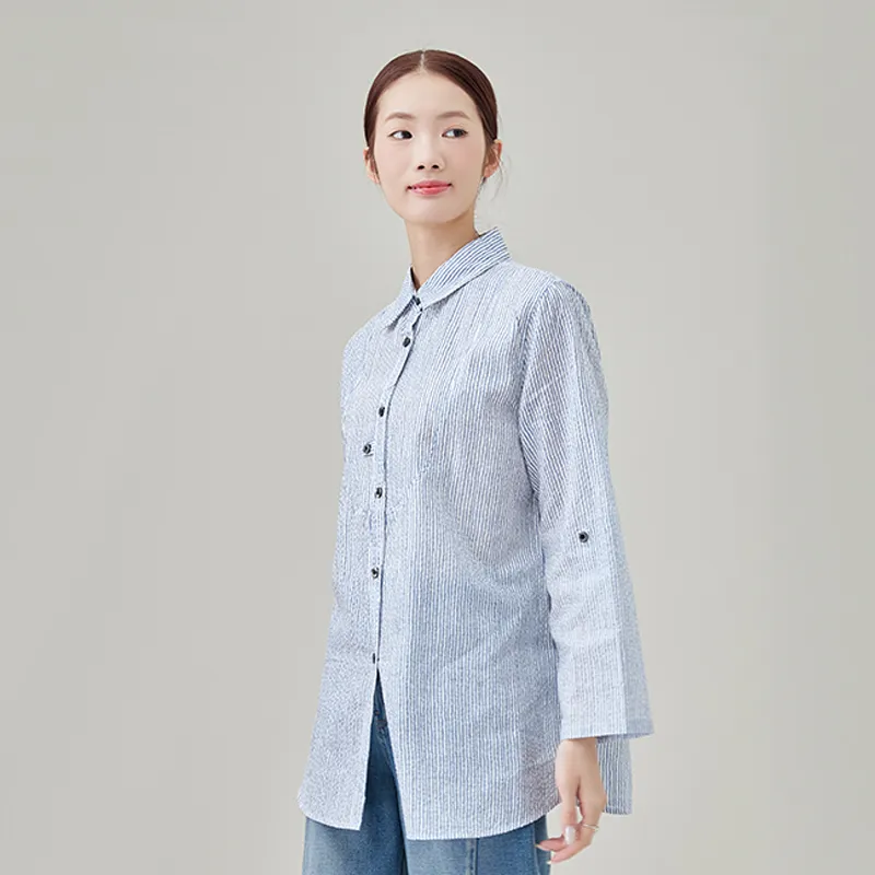 Женская блузка из 100% хлопка, ткань сирсакер с принтом