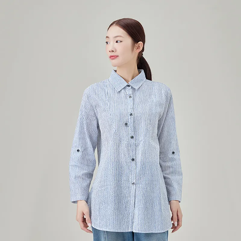 Женская блузка из 100% хлопка, ткань сирсакер с принтом