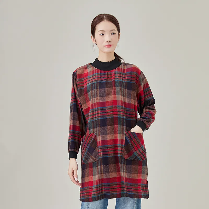 Женская блузка из 100% хлопка, фланель, окрашенная в пряже