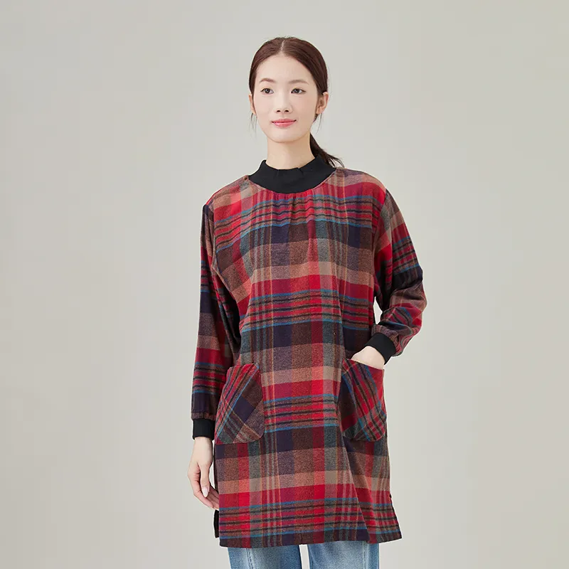 Женская блузка из 100% хлопка, фланель, окрашенная в пряже