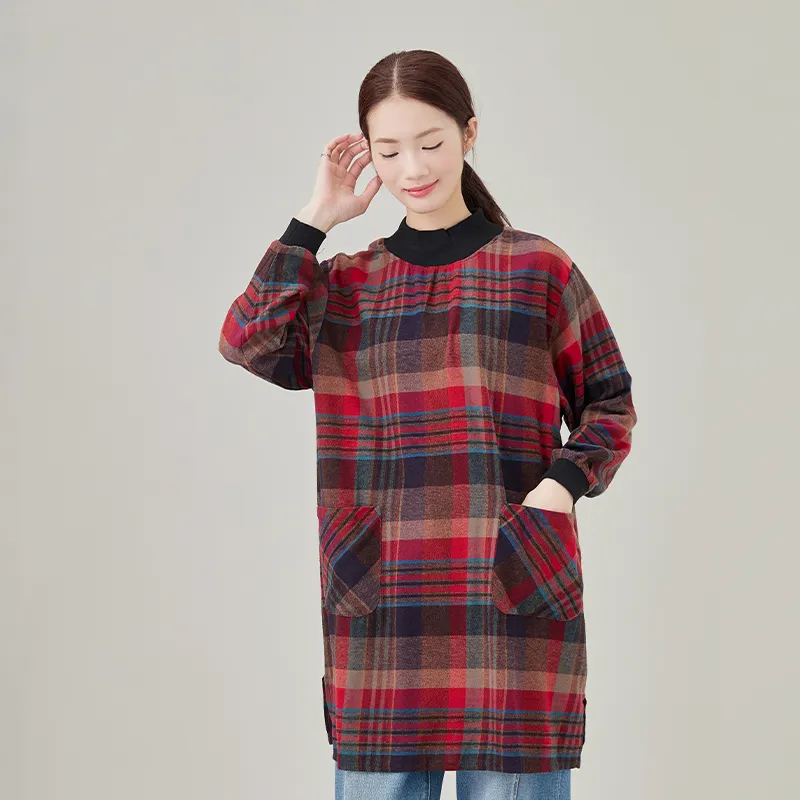 Женская блузка из 100% хлопка, фланель, окрашенная в пряже