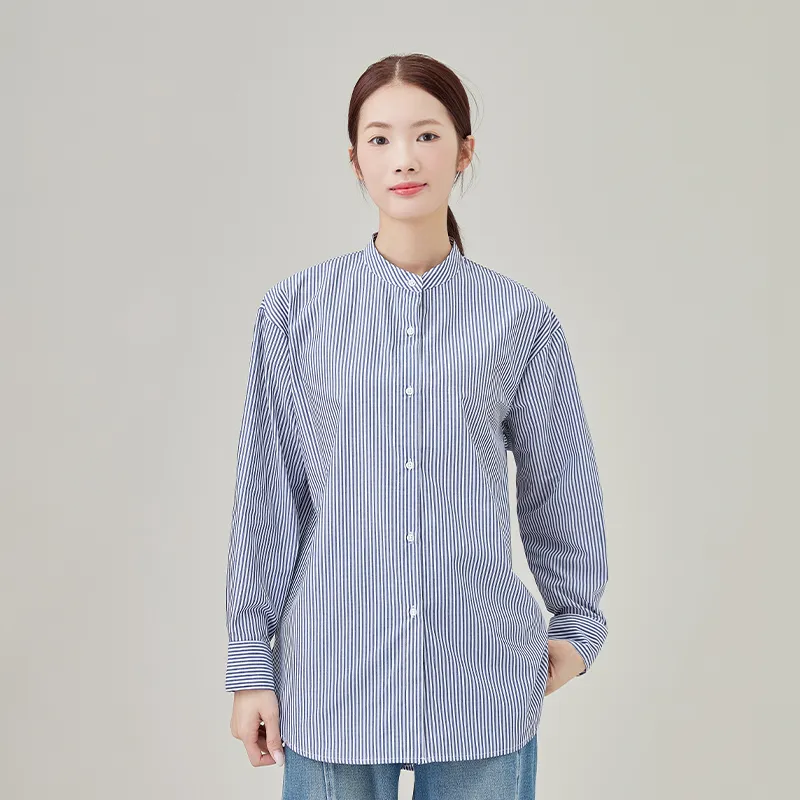 Женская блузка из полиэстера и хлопка в полоску