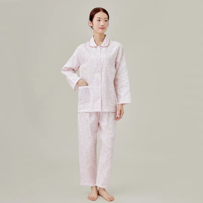 Женская пижама, 100% хлопок, двухслойная ткань с принтом
