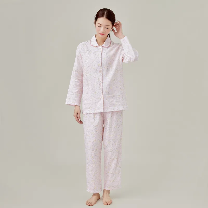Женская пижама, 100% хлопок, двухслойная ткань с принтом