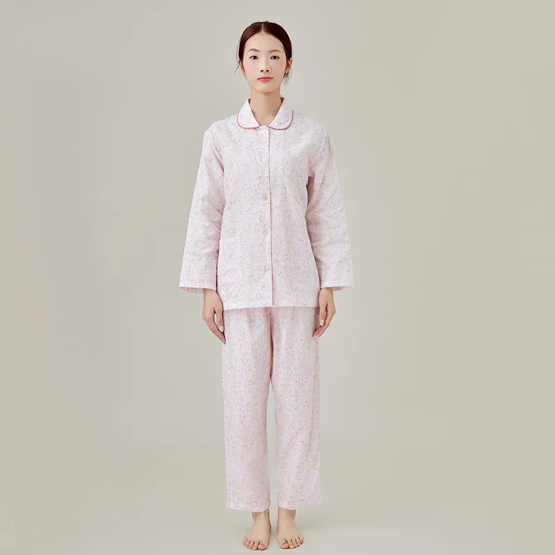 Женская пижама, 100% хлопок, двухслойная ткань с принтом