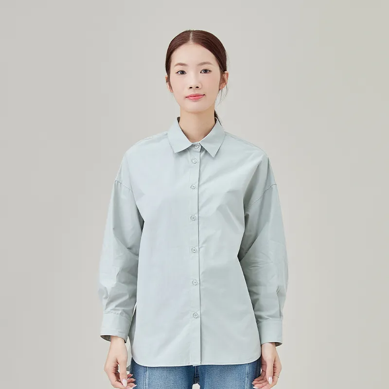 Женская рубашка из 100% хлопка, окрашенная ткань поплин высокой плотности