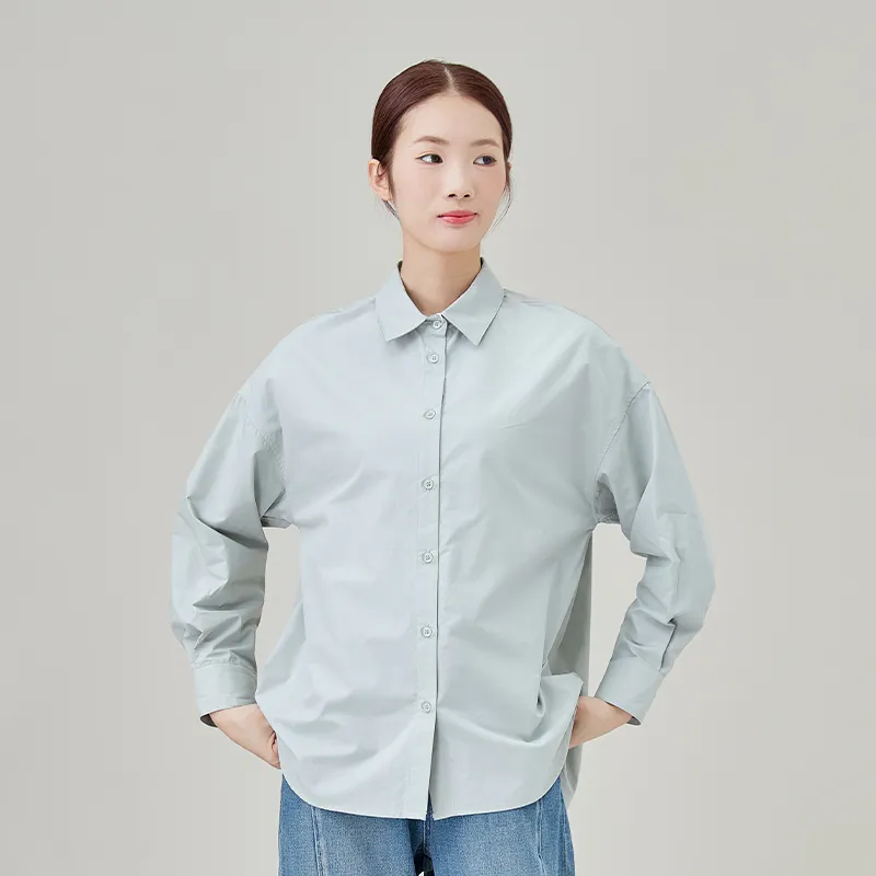 Женская рубашка из 100% хлопка, окрашенная ткань поплин высокой плотности