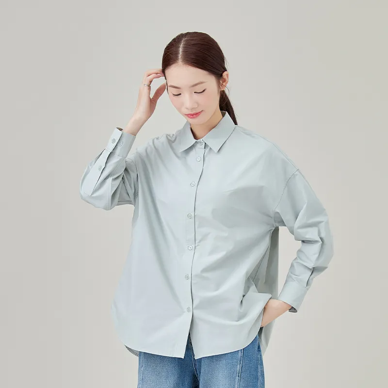 Женская рубашка из 100% хлопка, окрашенная ткань поплин высокой плотности