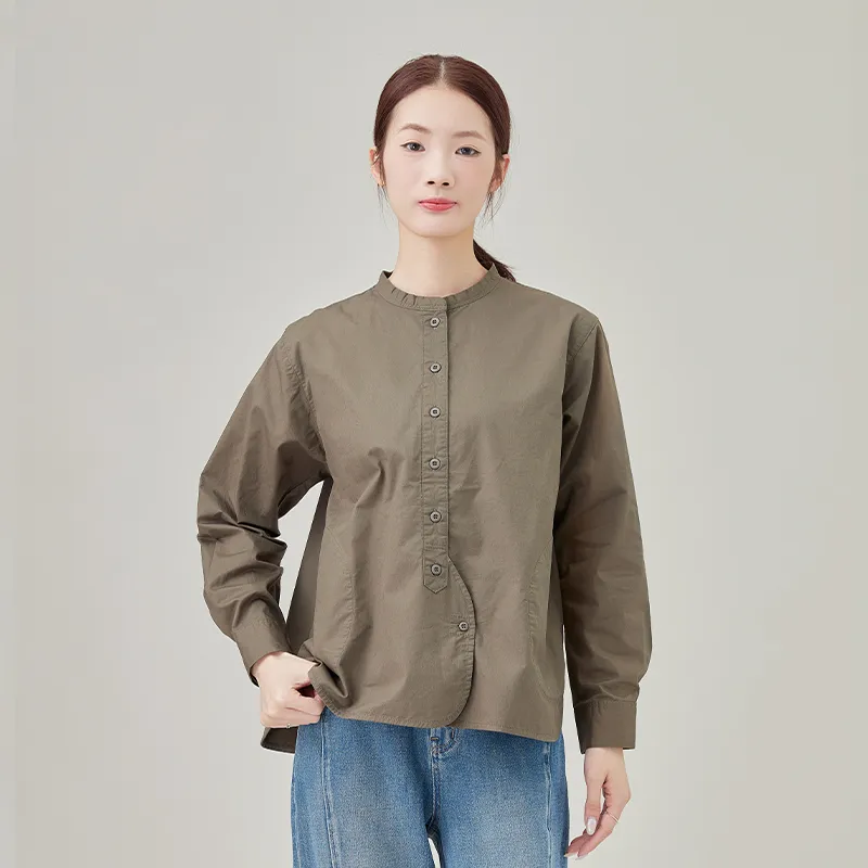 Женская рубашка из 100% хлопка, ткань поплин, окрашенный хлопок