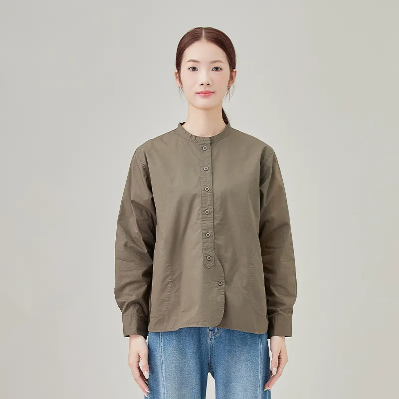 Женская рубашка из 100% хлопка, ткань поплин, окрашенный хлопок