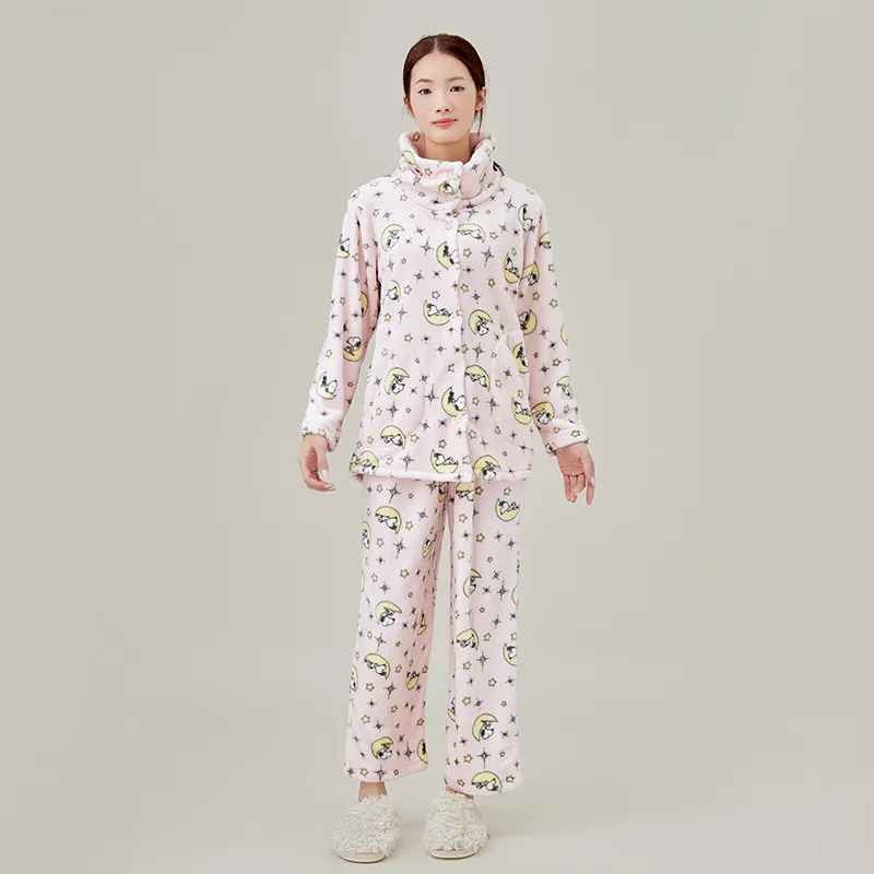 Женская фланелевая пижама, фланель с принтом