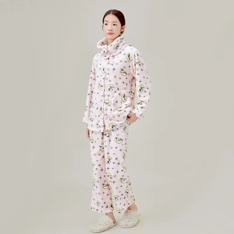 Женская фланелевая пижама, фланель с принтом