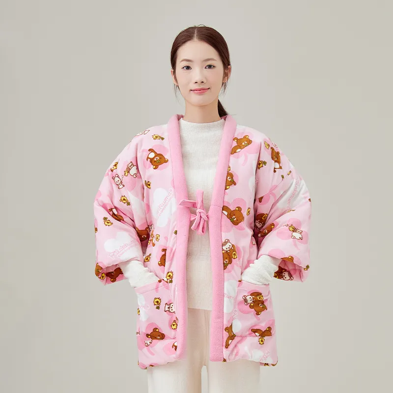 Женское домашнее пальто на хлопковой подкладке, фланель с принтом