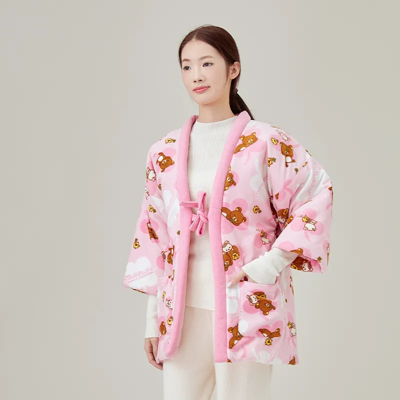 Женское домашнее пальто на хлопковой подкладке, фланель с принтом