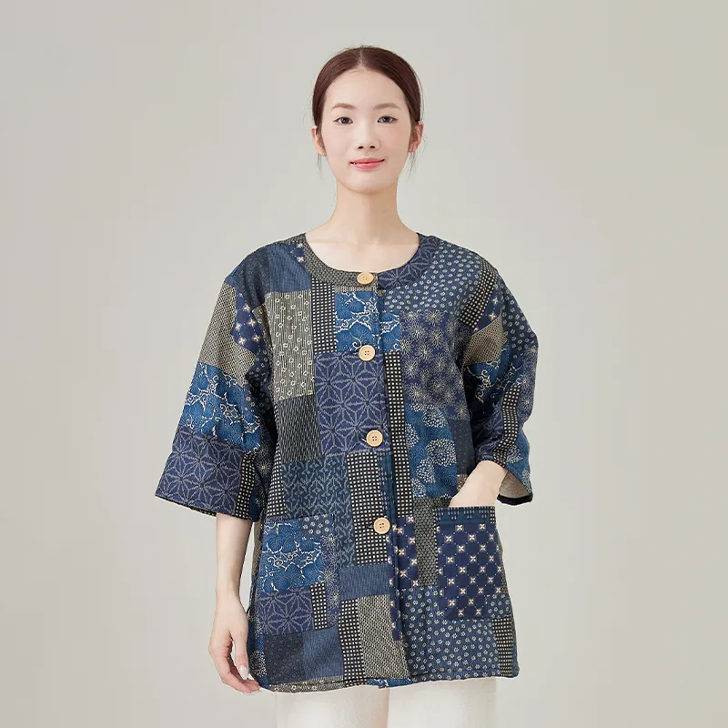 Женское утепленное пальто из хлопчатобумажной ткани, жаккард с принтом