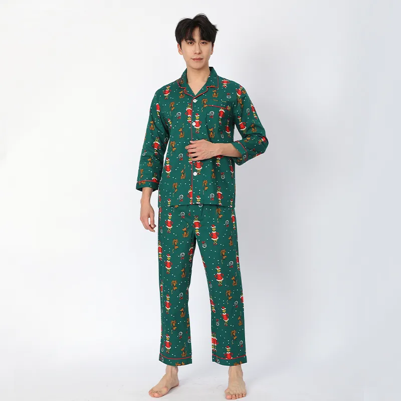 Пижама с длинными рукавами, 100% хлопок, поплин с принтом, 100% хлопок