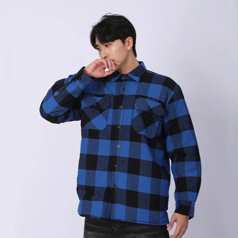 Рубашка с длинными рукавами, на подкладке из хлопка, 100% хлопок, подкладка из крашеного в пряже флиса