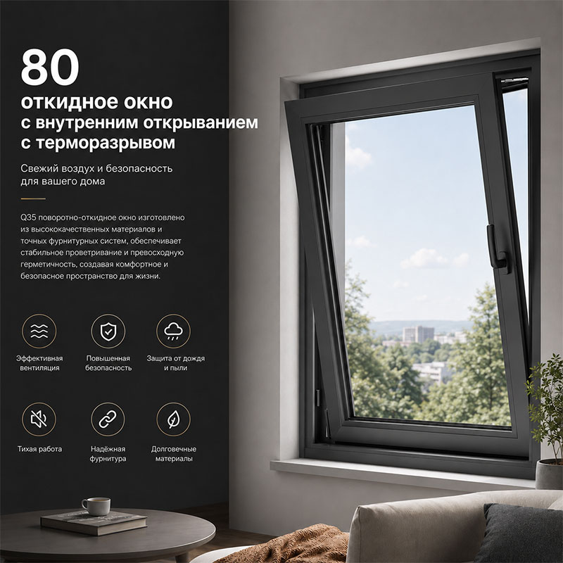80 Окно с поворотно-откидным открыванием